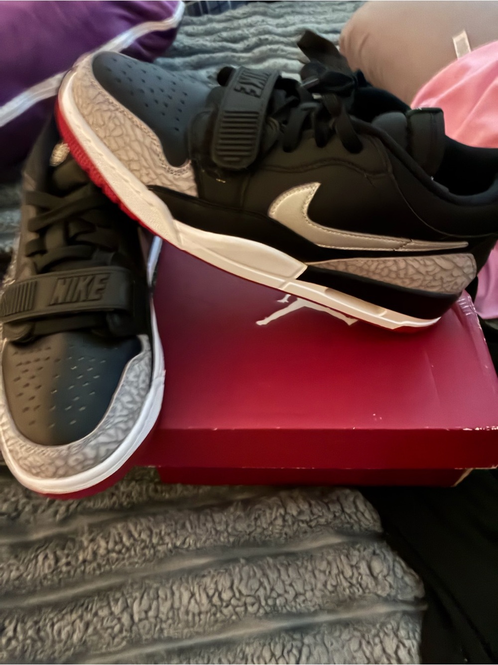 Nike Black, Gray & Red Low-Top Athletic Sneakers